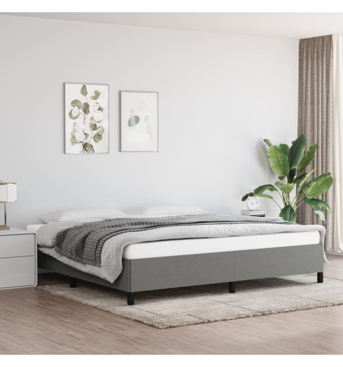 Cadre de lit sans matelas gris foncé 200x200 cm tissu | Mobilier & Déco