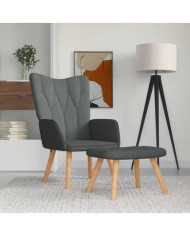 Chaise de relaxation avec tabouret Gris foncé Tissu | Mobilier & Déco