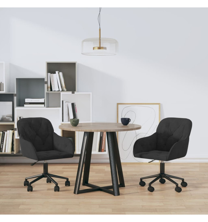 Chaises pivotantes à manger lot de 2 Noir Velours | Mobilier & Déco