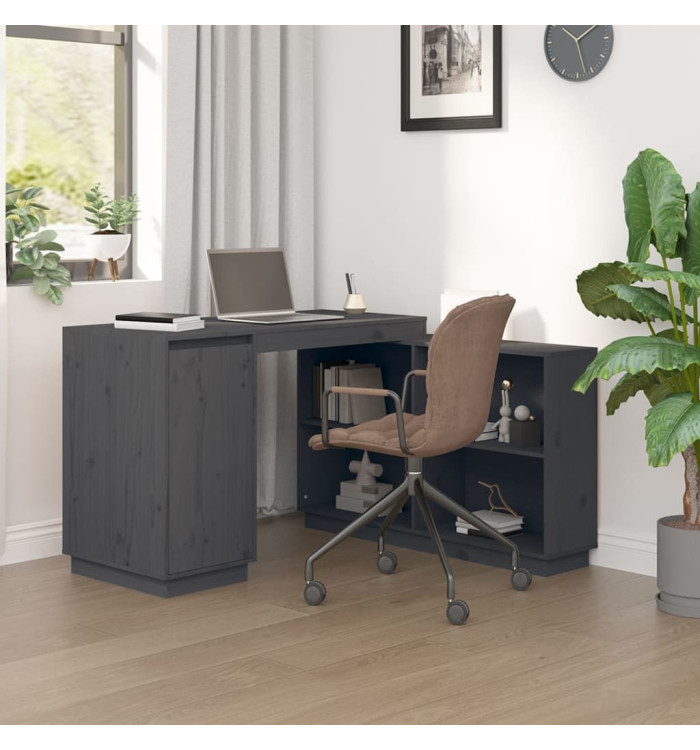 Bureau Gris 110x50x75 cm Bois massif de pin | Mobilier & Déco