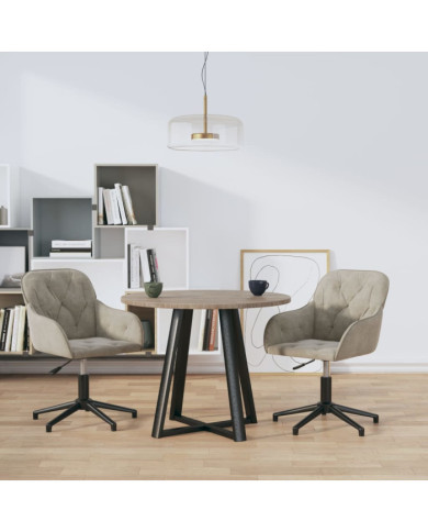 Chaises pivotantes à manger lot de 2 Gris clair Velours | Mobilier & Déco