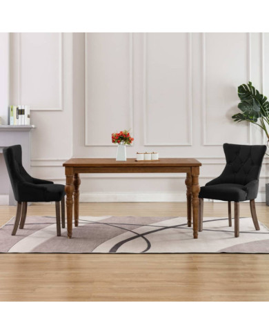 Chaises à manger lot de 2 noir tissu | Mobilier & Déco