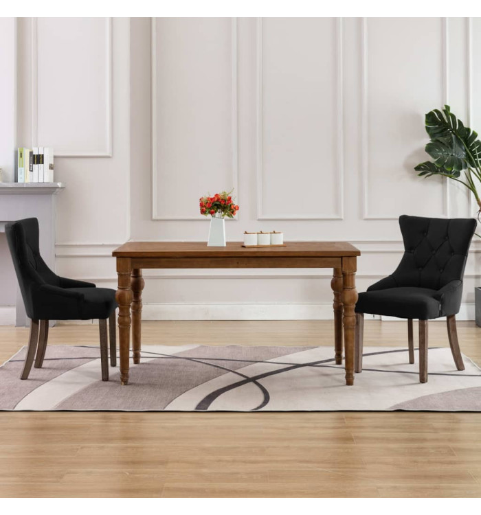 Chaises à manger lot de 2 noir tissu | Mobilier & Déco