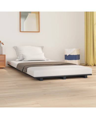 Cadre de lit sans matelas gris 90x190 cm bois de pin massif | Mobilier & Déco