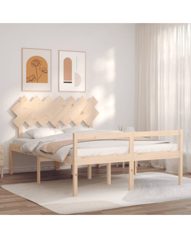 Lit pour personne âgée sans matelas 140x190 cm bois massif | Mobilier & Déco