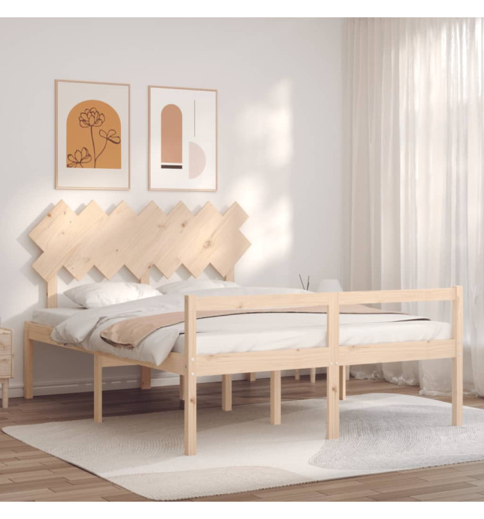 Lit pour personne âgée sans matelas 140x190 cm bois massif | Mobilier & Déco