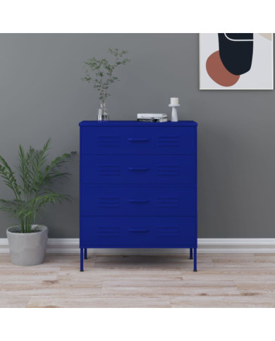 Commode Bleu marine 80x35x101,5 cm Acier | Mobilier & Déco