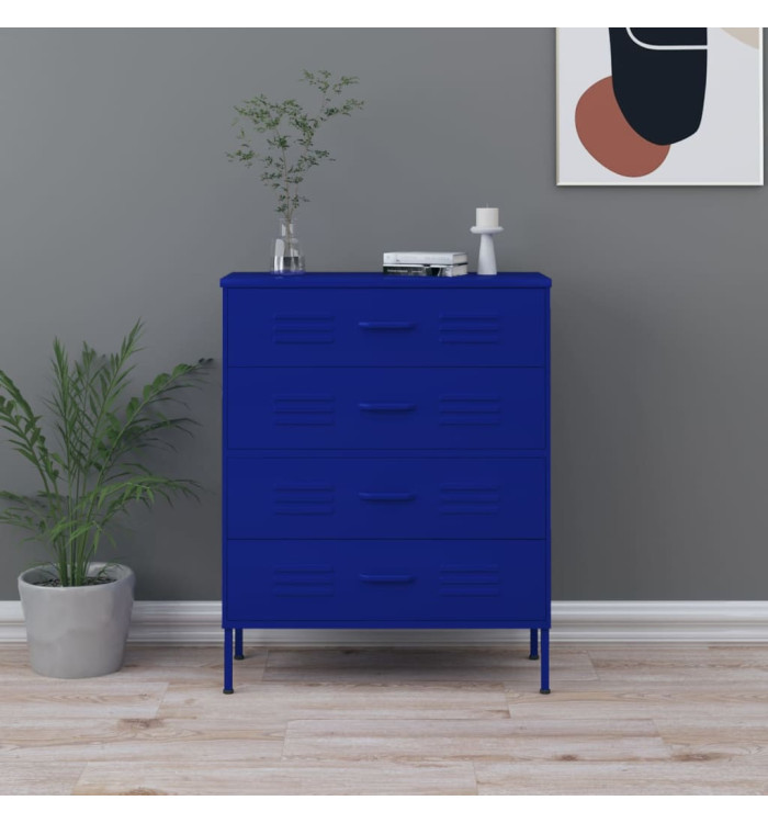 Commode Bleu marine 80x35x101,5 cm Acier | Mobilier & Déco