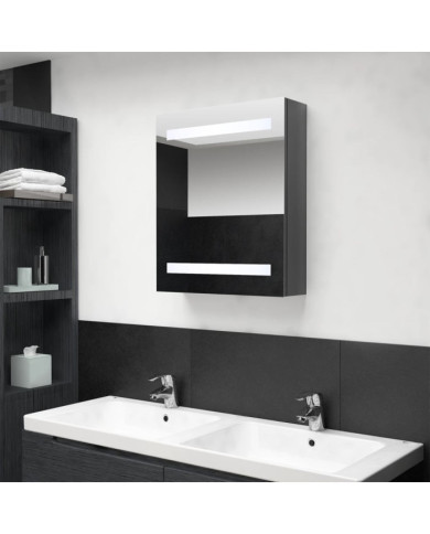 Armoire de salle de bain à miroir LED Gris brillant 50x14x60 cm | Mobilier & Déco