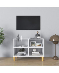 Meuble TV avec pieds en bois massif Blanc 69,5x30x50 cm | Mobilier & Déco