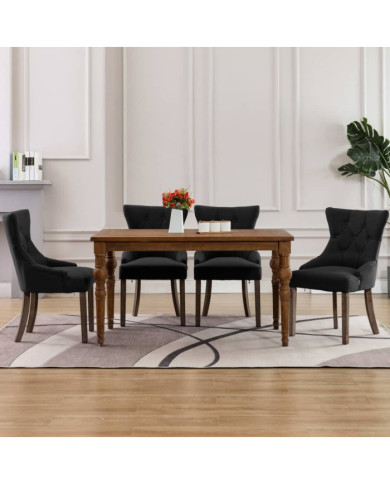 Chaises à manger lot de 4 noir tissu | Mobilier & Déco