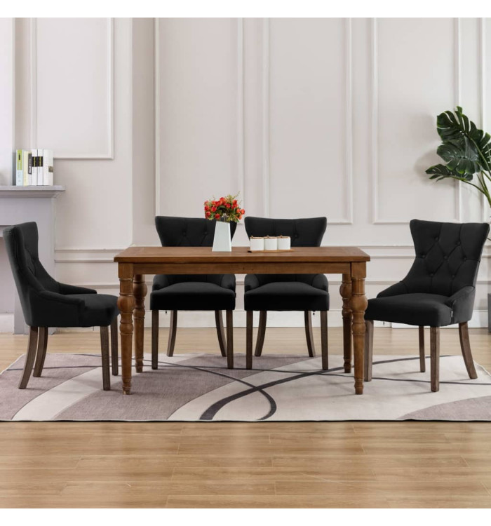 Chaises à manger lot de 4 noir tissu | Mobilier & Déco