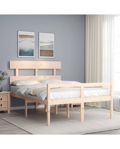 Lit pour personne âgée sans matelas 140x190 cm bois massif | Mobilier & Déco