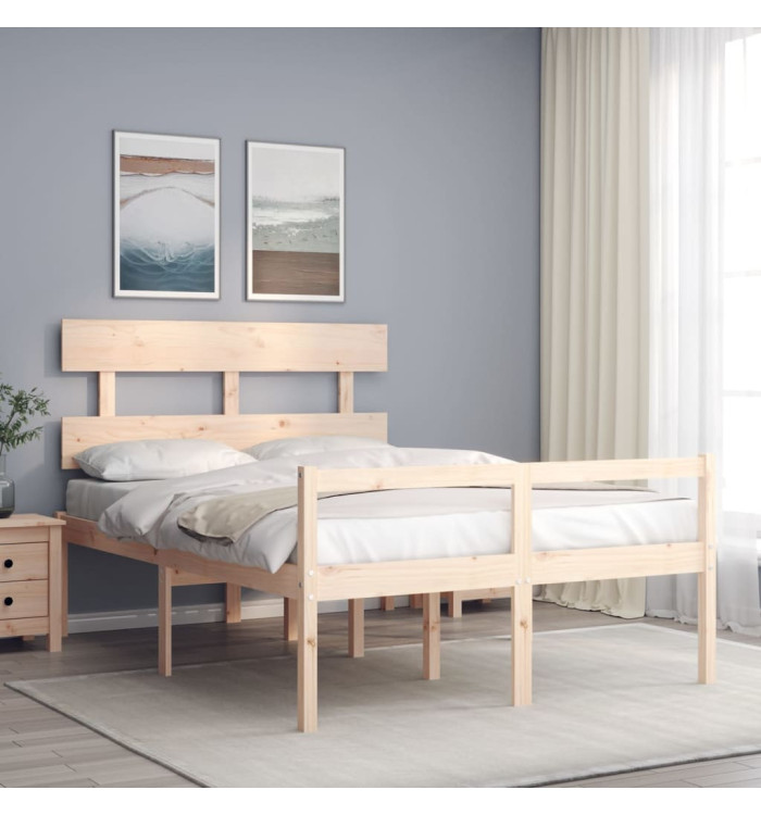 Lit pour personne âgée sans matelas 140x190 cm bois massif | Mobilier & Déco