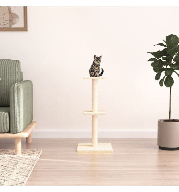 Arbre à chat avec griffoirs en sisal crème 73 cm | Mobilier & Déco