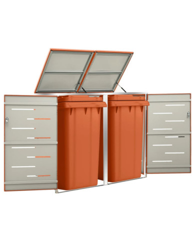 Abri pour deux poubelles 138x77,5x112,5 cm Inox | Mobilier & Déco