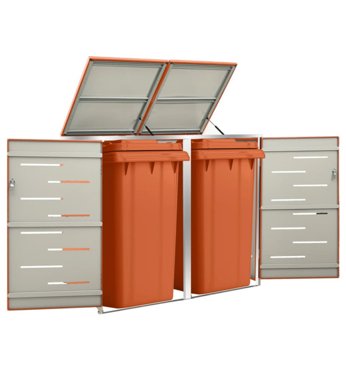 Abri pour deux poubelles 138x77,5x112,5 cm Inox | Mobilier & Déco