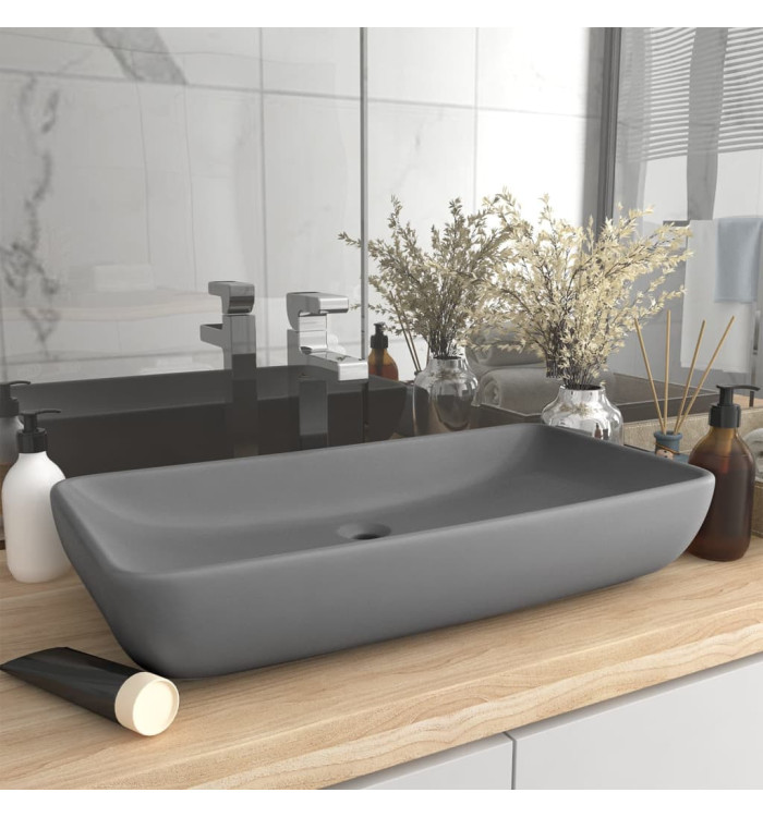 Lavabo de luxe rectangulaire Gris clair mat 71x38 cm Céramique | Mobilier & Déco
