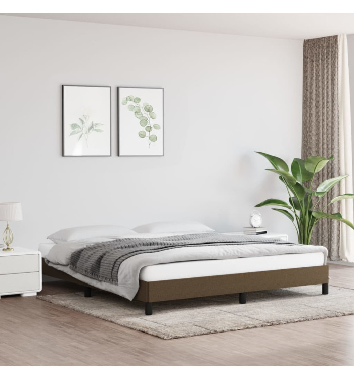 Cadre de lit sans matelas marron foncé 180x200 cm tissu | Mobilier & Déco