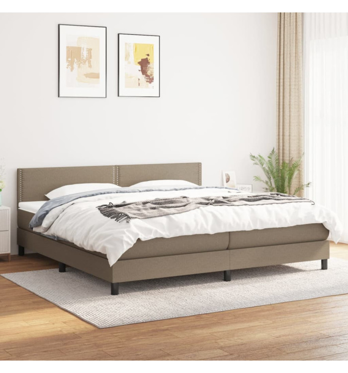 Sommier à lattes de lit avec matelas Taupe 200x200 cm Tissu | Mobilier & Déco