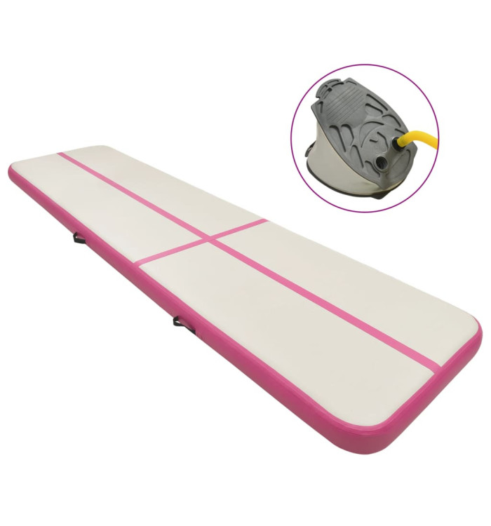 Tapis gonflable de gymnastique avec pompe 600x100x20cm PVC Rose | Mobilier & Déco