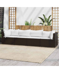 Salon de jardin 4 pcs avec coussins Marron Résine tressée | Mobilier & Déco