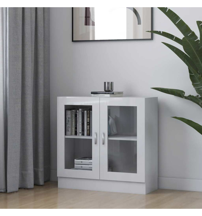 Armoire à vitrine Blanc brillant 82,5x30,5x80cm Bois ingénierie | Mobilier & Déco