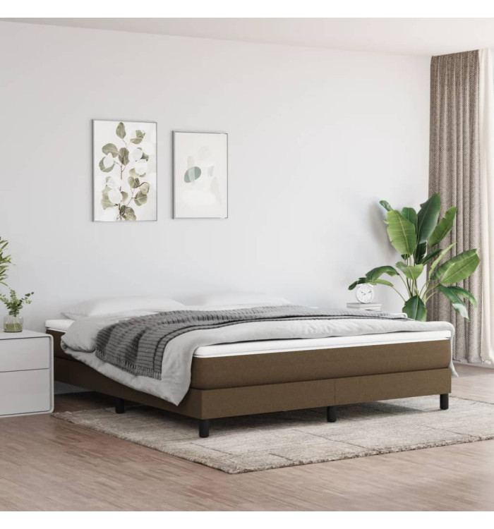 Cadre de lit sans matelas marron foncé 180x200 cm tissu | Mobilier & Déco