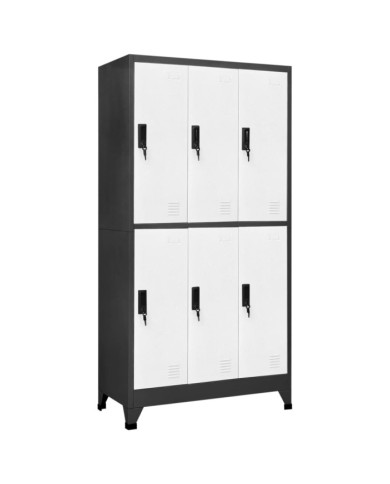 Armoire à casiers Anthracite et blanc 90x45x180 cm Acier | Mobilier & Déco