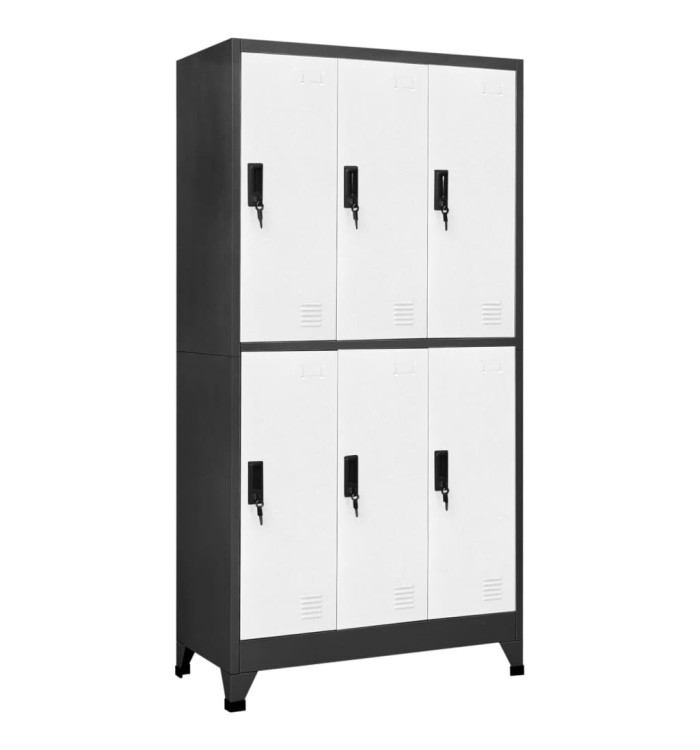 Armoire à casiers Anthracite et blanc 90x45x180 cm Acier | Mobilier & Déco