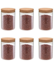 6 pcs Pots de conservation en verre et couvercle en liège 650ml | Mobilier & Déco