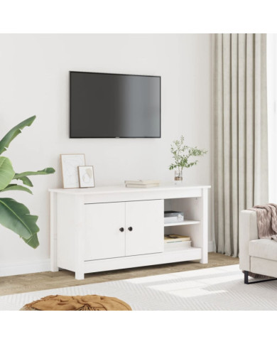 Meuble TV Blanc 103x36,5x52 cm Bois de pin massif | Mobilier & Déco