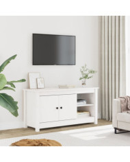 Meuble TV Blanc 103x36,5x52 cm Bois de pin massif | Mobilier & Déco