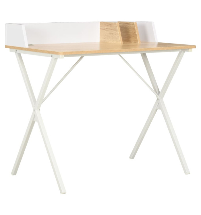 Bureau Blanc et naturel 80x50x84 cm | Mobilier & Déco