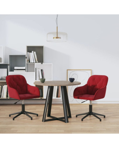 Chaises pivotantes à manger lot de 2 Rouge bordeaux Velours | Mobilier & Déco