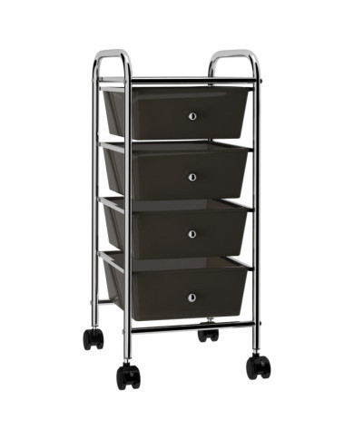 Chariot de rangement mobile à 4 tiroirs Noir Plastique | Mobilier & Déco