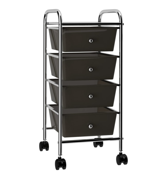 Chariot de rangement mobile à 4 tiroirs Noir Plastique | Mobilier & Déco
