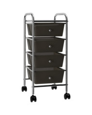 Chariot de rangement mobile à 4 tiroirs Noir Plastique | Mobilier & Déco