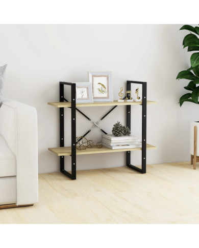 Bibliothèque à 2 niveaux chêne sonoma bois d'ingénierie | Mobilier & Déco