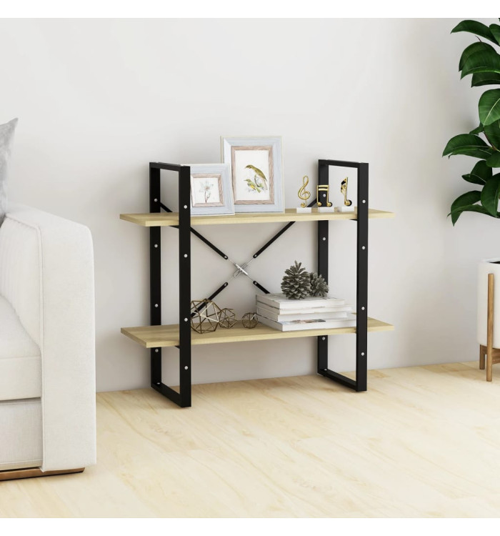 Bibliothèque à 2 niveaux chêne sonoma bois d'ingénierie | Mobilier & Déco