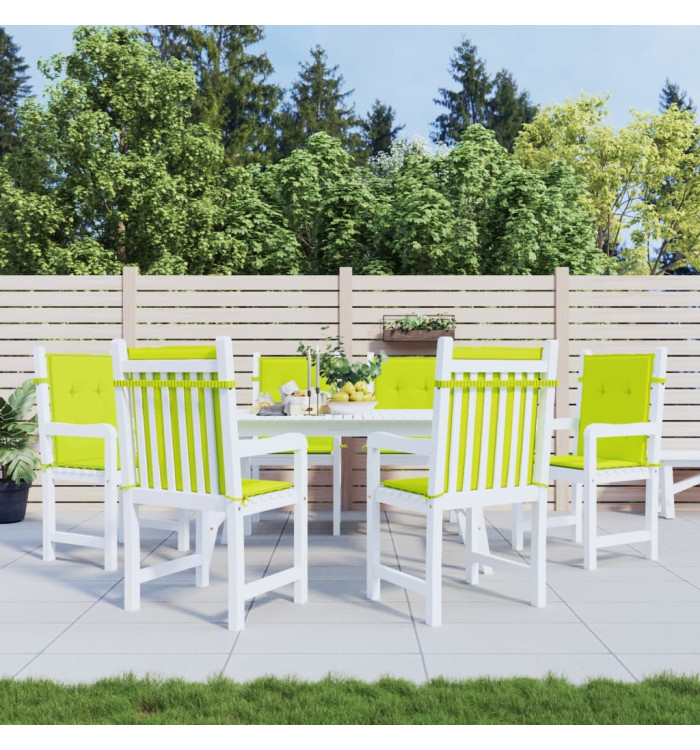 Coussins de chaise de jardin à dossier bas lot de 6 vert vif | Mobilier & Déco
