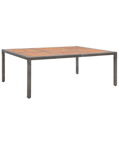 Table de jardin Gris 200x150x74 cm Résine tressée et acacia | Mobilier & Déco