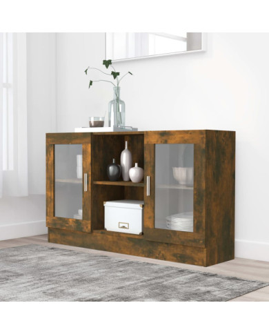 Armoire à vitrine Chêne fumé 120x30,5x70 cm Bois d'ingénierie | Mobilier & Déco