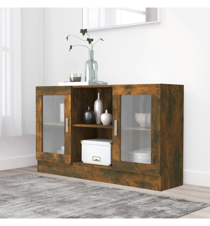 Armoire à vitrine Chêne fumé 120x30,5x70 cm Bois d'ingénierie | Mobilier & Déco