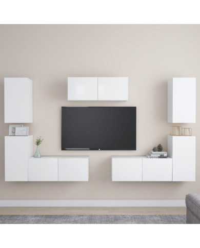 Ensemble de meubles TV 7 pcs Blanc Bois d'ingénierie | Mobilier & Déco