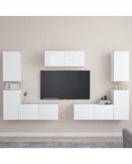 Ensemble de meubles TV 7 pcs Blanc Bois d'ingénierie | Mobilier & Déco