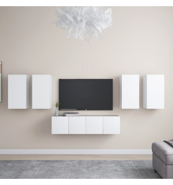 Ensemble de meubles TV 6 pcs Blanc Bois d'ingénierie | Mobilier & Déco