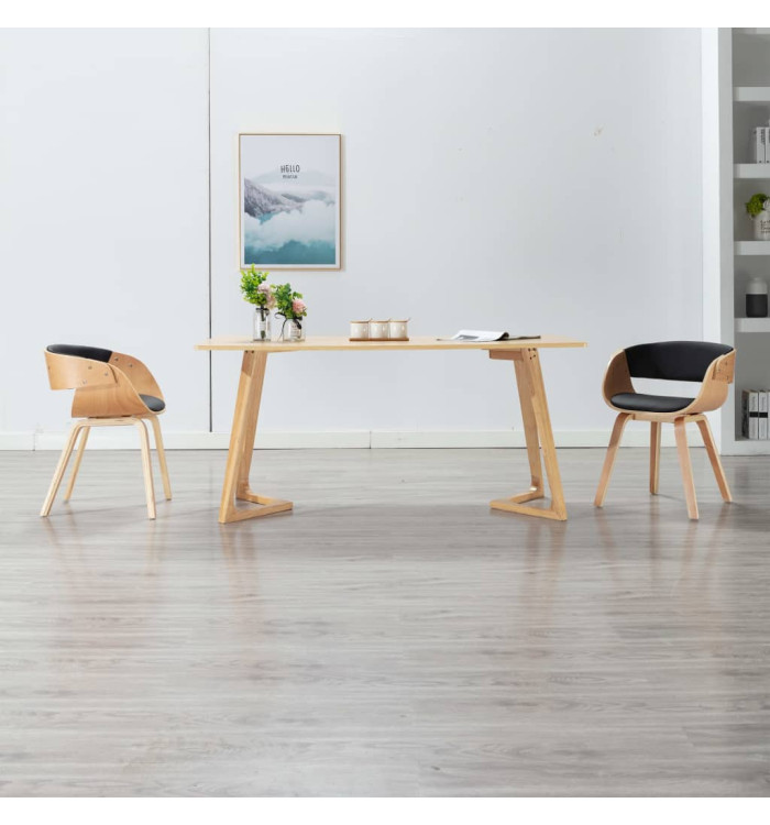 Chaise de salle à manger noir bois courbé et similicuir | Mobilier & Déco