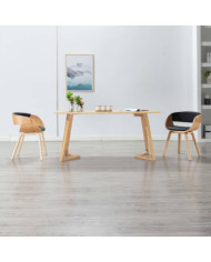 Chaise de salle à manger noir bois courbé et similicuir | Mobilier & Déco
