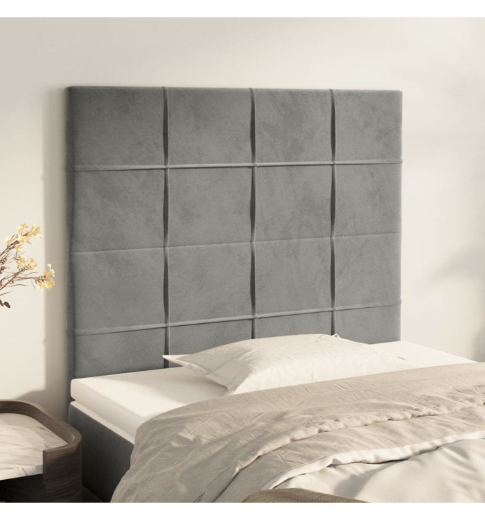 Têtes de lit 2 pcs Gris clair 100x5x78/88 cm Velours | Mobilier & Déco